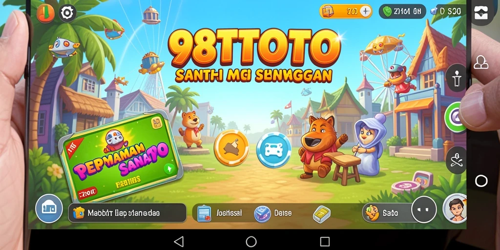 Tampilan gameplay <strong>98TOTO</strong> yang cerah dan menarik perhatian.