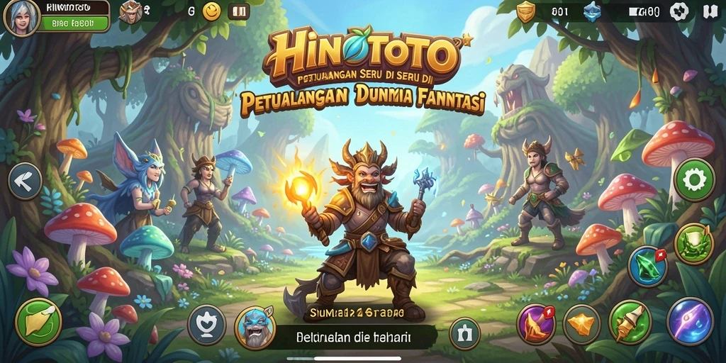 Screenshot gameplay HINOTOTO menampilkan petualangan seru di dunia fantasi yang indah.