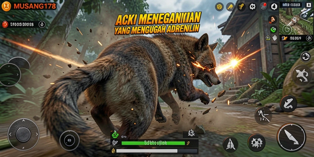 Screenshot utama MUSANG178 menampilkan aksi seru di pertempuran.