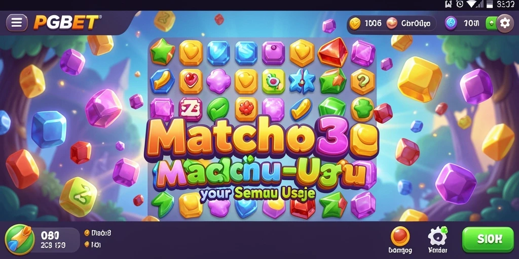 Screenshot PGBET menampilkan kombinasi warna cerah dalam gameplay Match-3.