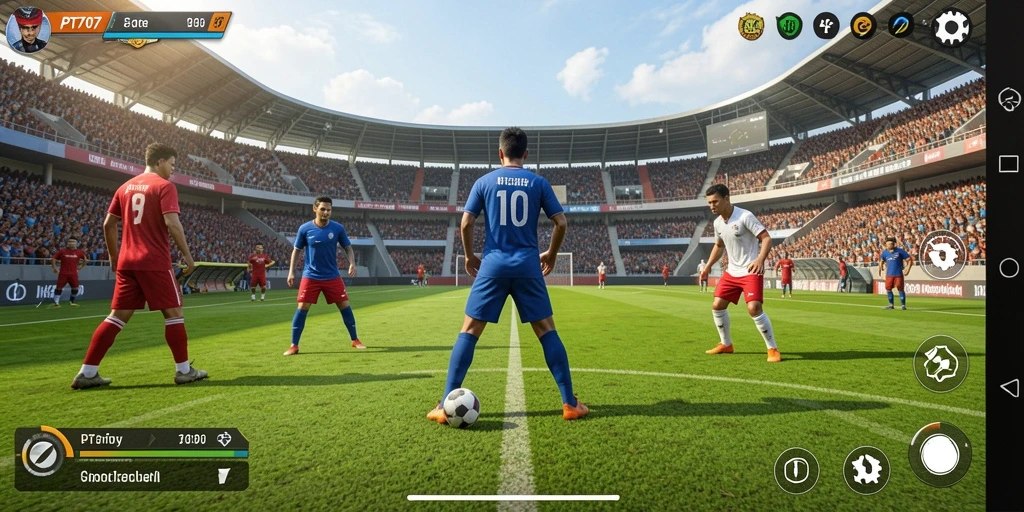 Tampilan gameplay PT707 dengan aksi olahraga yang menegangkan.