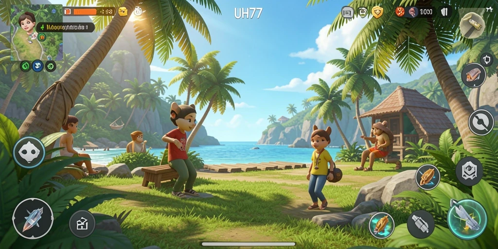 Tampilan gameplay seru dari UH77 yang penuh warna.